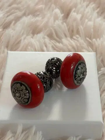 커다란 앤티크 티베트 실버 귀찌