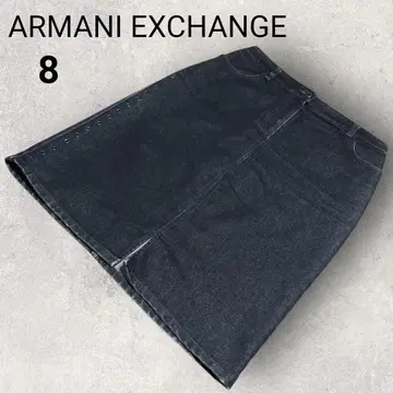 아르마니 익스체인지 데님 스커트 무릎 기장 다크 블루 연중무휴 심플