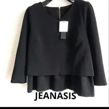 [ 미사용 ] JEANASIS 지나시스 7부 소매 립 페플럼 컷소 블랙