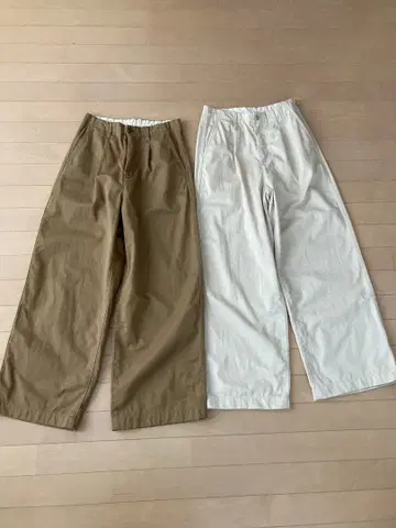 MUJI 치노 턱 와이드 팬츠 S 사이즈 2색 세트 인심 64