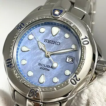 [ 작동/새상품 배터리 ] 세이코 쿠바 다이버 워치 쉘 다이얼 손목시계