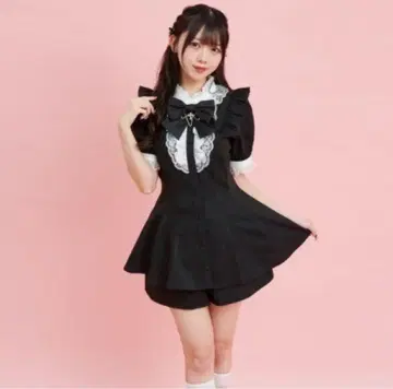 시크릿 허니 액세서리 리본 레이스 프릴 셋업 크로 반팔