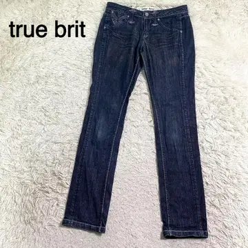 true brit 네이비 컬러 자수 디자인 데님