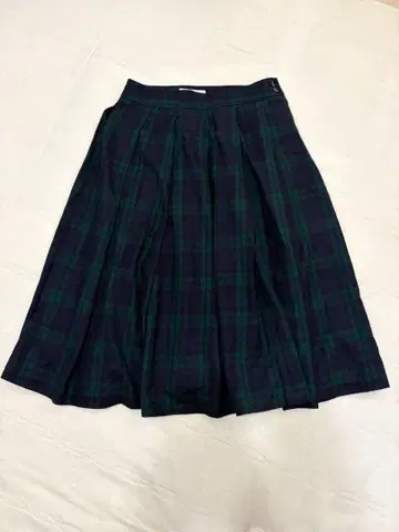 빔즈 보이 타탄 체크 플레어 스커트 그린