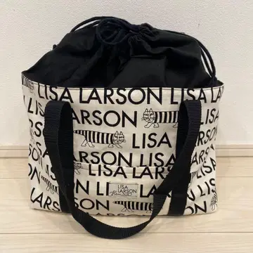 LISA LARSON 스트라이프 고양이 패턴 에코백 핸드메이드