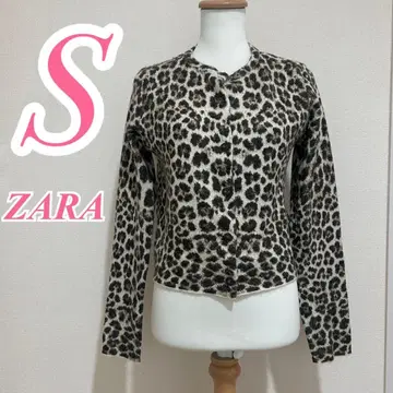 ZARA 자라 레오파드 무늬 니트 가디건 S 브라운 베이지