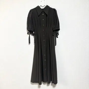 MISCH MASCH 다크 브라운 리본 소매 원피스 반팔 가을/겨울