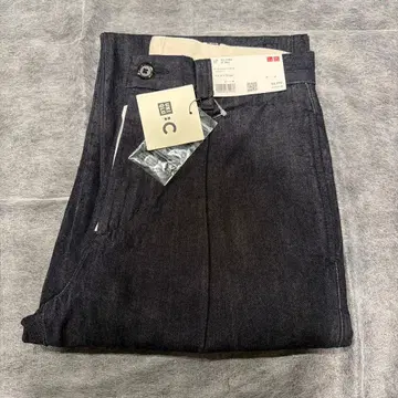 유니클로C 턱 스트레이트 팬츠 데님+ 69 네이비 70 사이즈