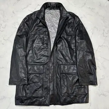 새상품급 가죽 코트 카 코트 양가죽 램 가죽 블랙 하프 코트 L