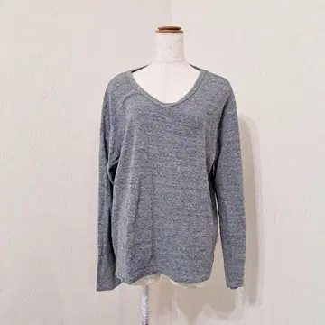 백넘버 ( L ) V넥 니트 긴팔 스웨터 그레이 노옴코어