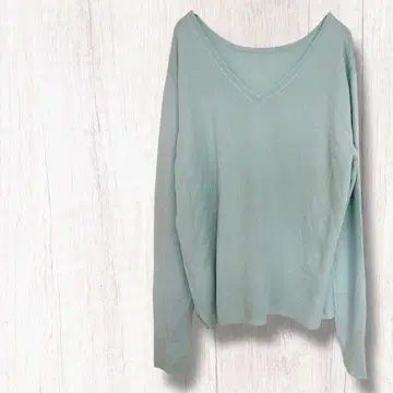 칼리테 스카이블루 V넥 스웨터 F 사이즈 100% 코튼