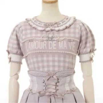 LIZLISA 깅엄 체크 반팔 니트