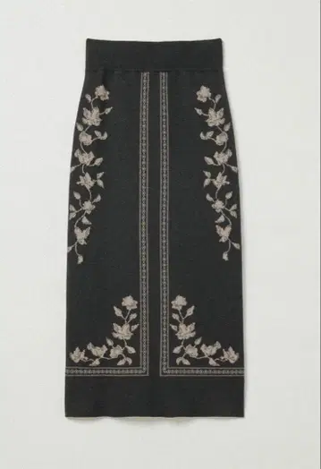 Eaphi 스카프 모티브 니트 스커트 차콜 2