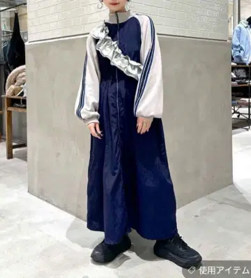 인기 상품 niko and - 지퍼 라인 자켓 원피스 네이비