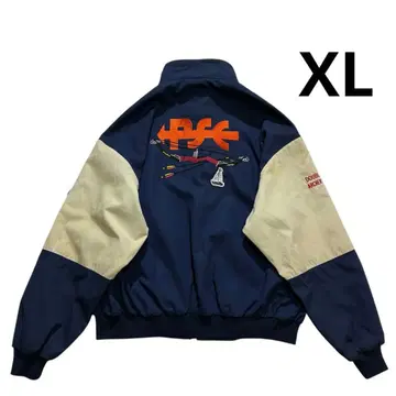 80s 90s USA 아처리 자수 풀 지퍼 자켓 XL 네이비