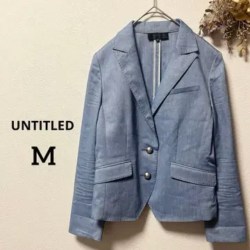 언타이틀 테일러드 자켓 언라이닝 자켓 린넨 혼방 M 은색 버튼