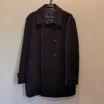 COMME CA School Label 다크 네이비 피 코트