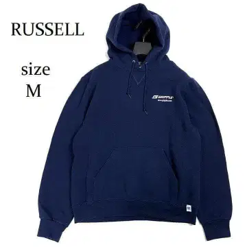러셀 GRIPPLE 로고 후드티 네이비 M 기업 로고 맨투맨 M