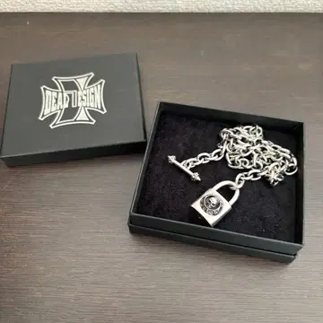 딜 디자인 스컬 패드락 자물쇠 T 바 목걸이 초와이드 45cm