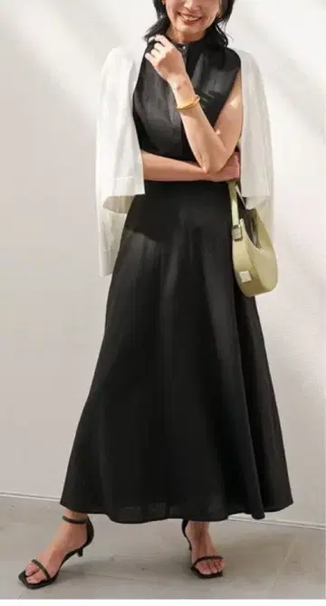 안피로 린넨 레이온 세미 플레어 스커트