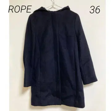 0613 ROPE 로페 후드 부착 네이비 울 코트 36