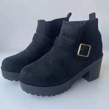 블랙 사이드 고어 부츠 통굽