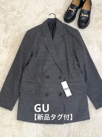 [ 택 포함 새상품 ] GU 더블 브레스트 테일러드 자켓 글렌체크 L