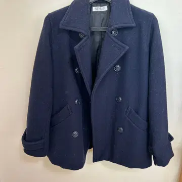 울 네이비 더블 브레스트 자켓