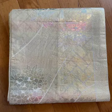 골드 컬러 계열 꽃무늬 후쿠로 오비