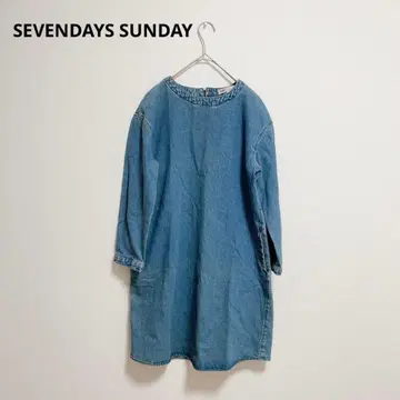 아메카지 원피스 긴팔 여성용 M 데님 청바지 구제 의류 가을/겨울