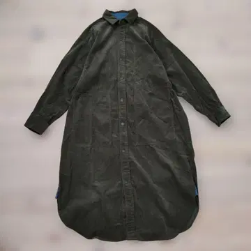 [ CUBE SUGAR ] 코듀로이 셔츠 원피스 카키 데님 사용 워크