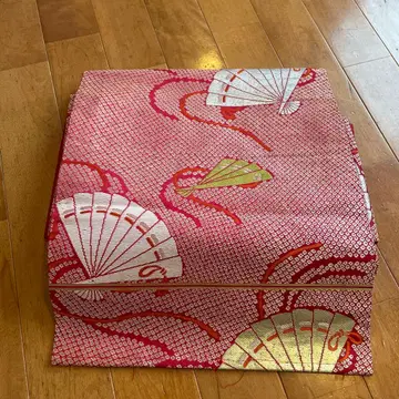 나고야 오비 부채 무늬 빨간색