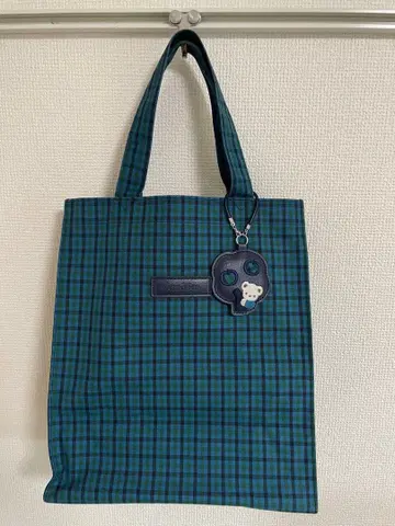 familiar 블루 계열 체크 무늬 토트백 패밀리아