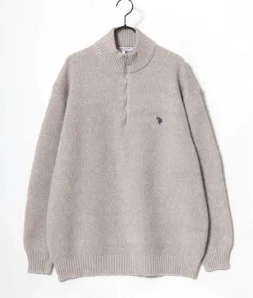 U.S. POLO ASSN 멜란지 니트 하프 지퍼 스웨터