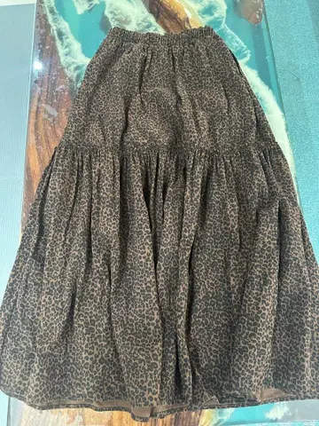 레오파드 무늬 플레어 롱 스커트 Lowybycorners
