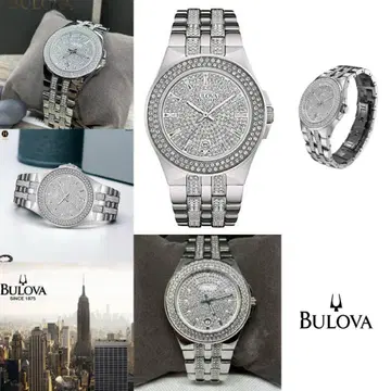 BULOVA 브로바 96B235 실버 스와로브스키 크리스탈 손목시계
