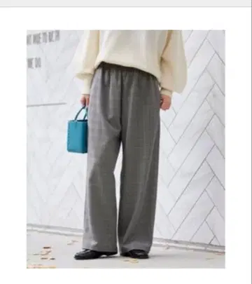 저널 스탠다드 그레이 체크 무늬 와이드 팬츠