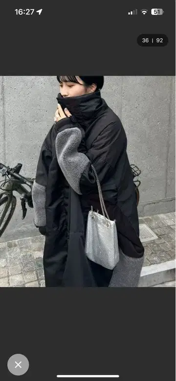 롱 다운 코트 블랙/그레이