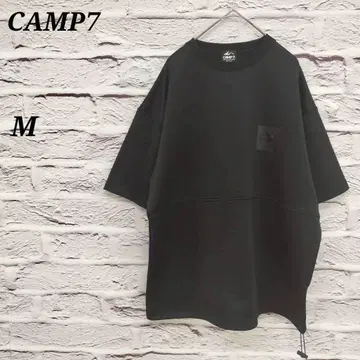 캠핑세븐 M 크루넥 반팔 티셔츠 브랜드 로고 무지 블랙