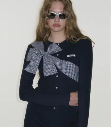 crank Ribbon Tide Knit Cardigan Navy