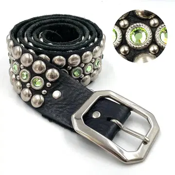 [컨디션 최상] SKY 스터드 벨트 론 헤르만 실버 금장 장식 블랙 M