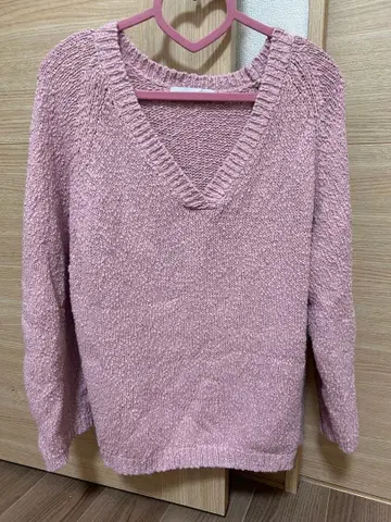 ALEXIA STAM 핑크 V넥 니트 긴팔