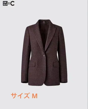 UNIQLO 다크 브라운 체크 무늬 테일러드 자켓 M