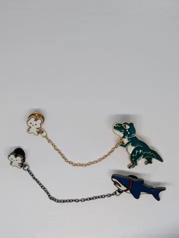 공룡과 상어 캐릭터 핀 배지 세트