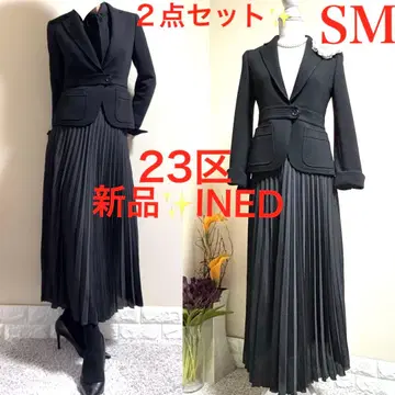 새상품 포함! S~M 수트! 23구 자켓 이네드 새틴 플리츠 스커트 블랙