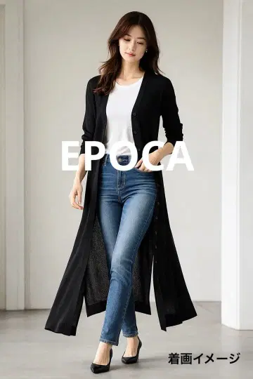 [ 새상품급 ] 에포카 가디건 사이즈 40 M - 블랙 긴팔/롱 기장