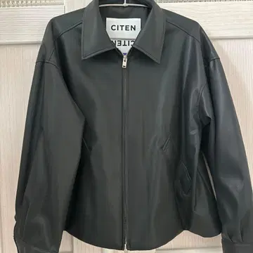 CITEN 블랙 레더라이크 자켓