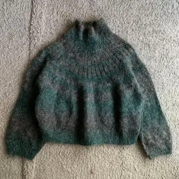 [ 희소 ] 빈티지 샤기 모헤어 스웨터 그레이 그린