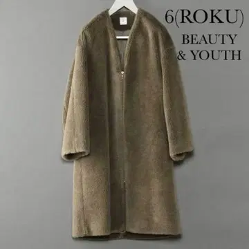 v넥 인조 모피 롱 코트