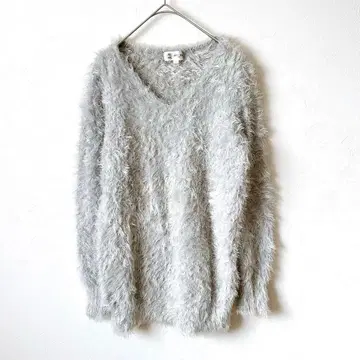 엠케이 미쉘클랑 샤기 니트 그레이 38 상의 V넥 긴팔